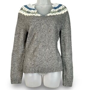 Old Navy Fair‎ Isle Lambs Wool Nordic Sweater Women's Medium Cabincore Cozycore